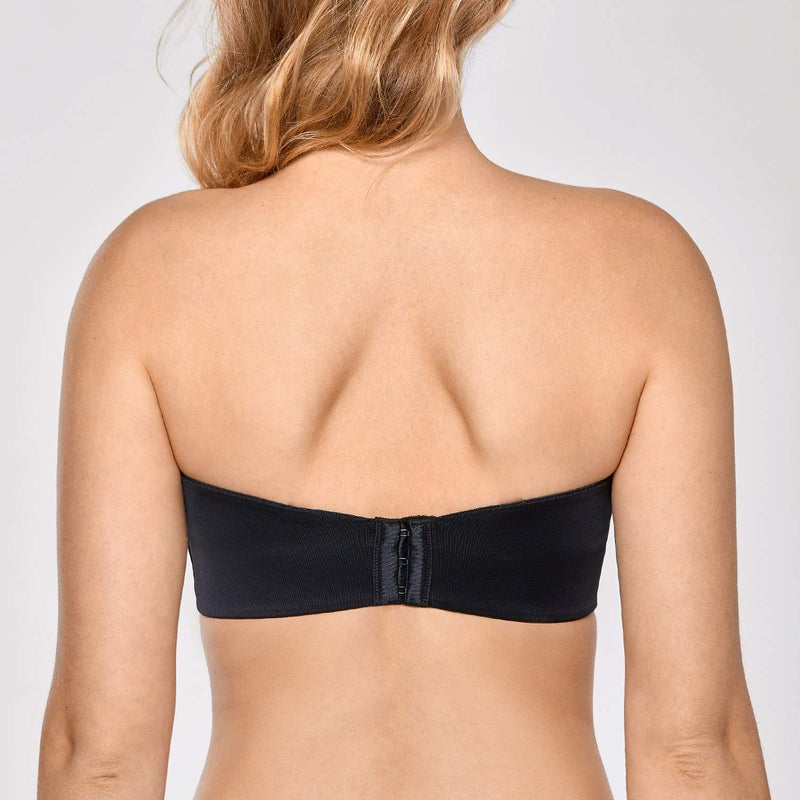 DELIMIRA Women's Strapless Bra Unlined Underwire Minimizer Plus Size Support Black 38DD - Image 2